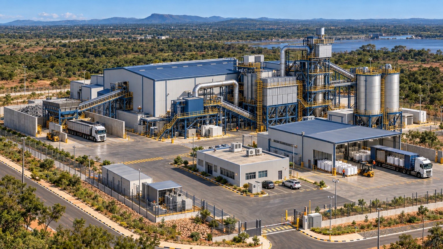 Conceptual aerial view of the ferrosilicon processing unit