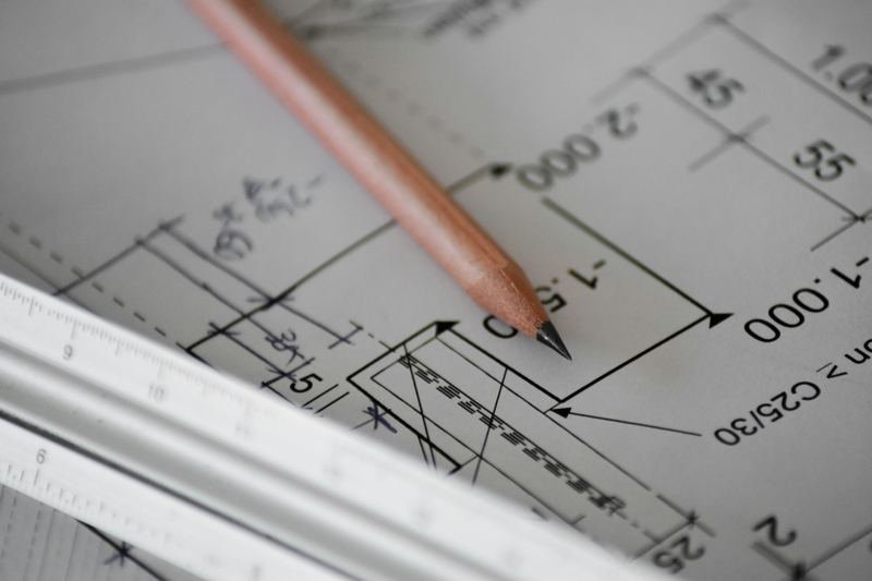 Pencil on a technical drawing